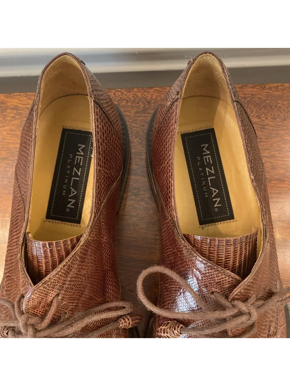 Mezlan Genuine Lizard Luxury Platinum Calvello Brown Men’s Size 9M Made In Spain